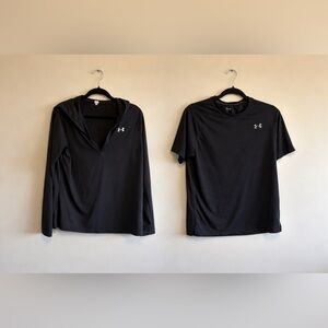 Under Armour Women's Black Activewear Bundle! Short and Long Sleeve with Hood